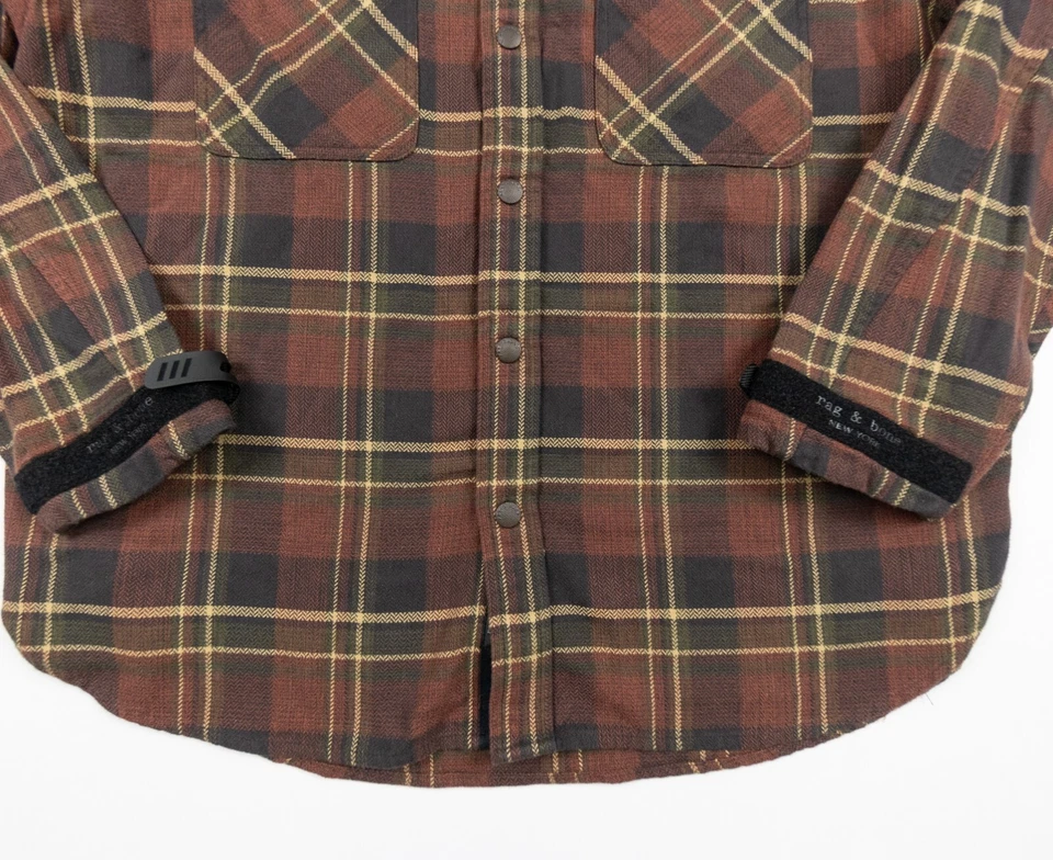 Sobrecamisa de franela Rag & Bone para hombre XLarge marrón con botones correa para el puño a presión adulto Foto 4 de 4