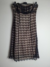 Coast Black Lace Scallop Dress Size 8 Bandeau Party Strapless Little Black Dress