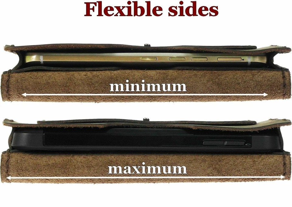 HORIZONTAL HAND-SEWN OF GENUINE LEATHER CRAFT WAIST POUCH CASE COVER FOR IPHONES - Image 2 of 4