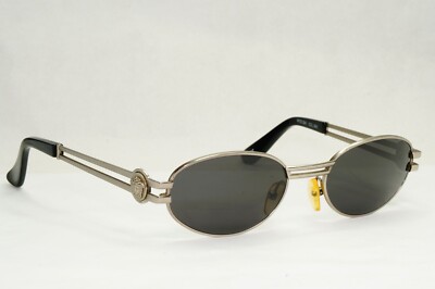 Gianni Versace Sunglasses 1995 Vintage Oval Medusa Gunmetal MOD