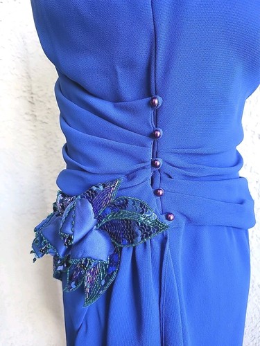 VTG 80s CASADEI ELECTRA BLUE Cocktail Formal Dress Size 12 Made In USA - Picture 12 of 21