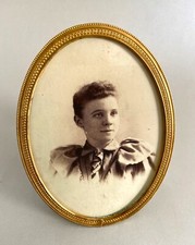 Cadre De Table Ovale Cadre Photo Bronze, Années 1930 Avec Photo H: 15cm