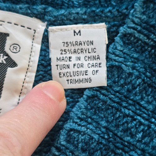 Storybook Knits Sweater Womens Size Medium Green Chenille Beaded Buttons Pom Pom - Picture 6 of 10