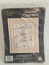 Vintage 1988 Golden Bee Lamb Birth Announcement 60333 Counted Cross Stitch Kit