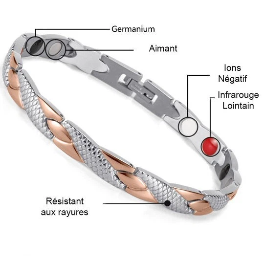 Bracelet magnétique en acier inoxydable pour homme et femme, Bracelet de santé - Photo 2/4