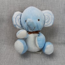 Fisher Price Blue Elephant Plush 7" Stuffed Animal Baby Toy Brown Ribbon Bow