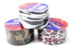 3 Rolls, Pattern Duct Tape, 1 each of Zebra, Camo and Leopard styles Made in USA
