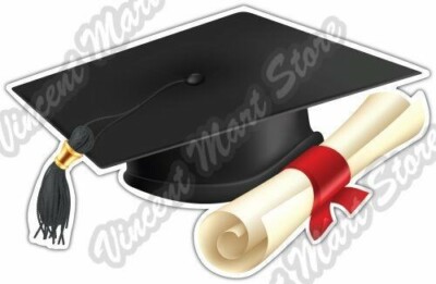 Graduation Cap Diploma Student University Car Bumper Vinyl Sticker Decal 5''X4''