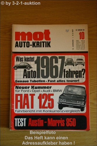 MOT 10/67 Fiat 125 Austin Morris 850 VW 1600 TL Radio