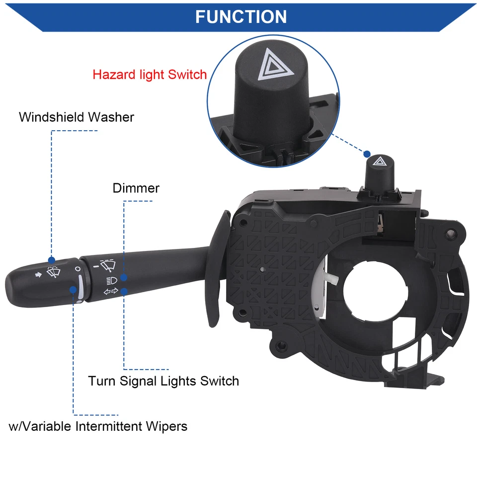 Turn Signal Switch Control for 2002-2010 Dodge Ram 1500-5500 Van Dakota Durango - Изображение 3 из 4