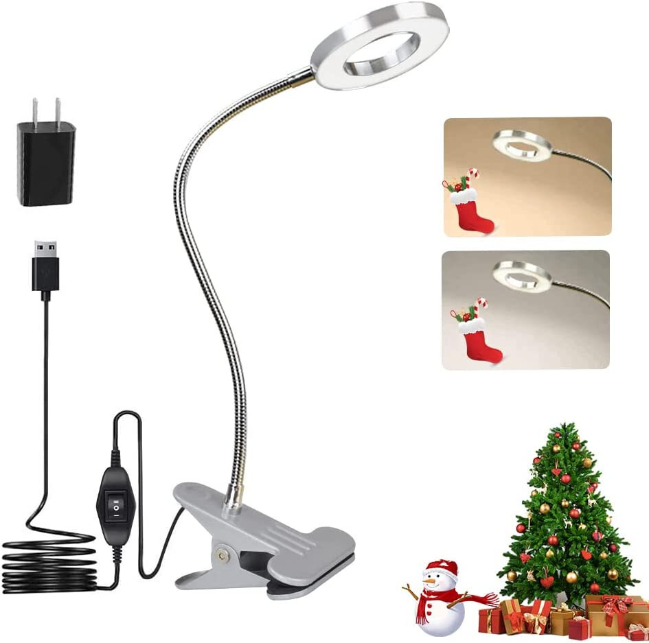 USB LED Desk Lamp Gooseneck Adjustable Lamp with Clamp Eye-Caring Reading light