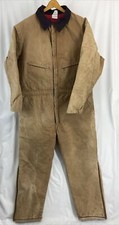 Vintage Insulated Brown Canvas XL Regular Coveralls Corduroy Collar Side Zip USA