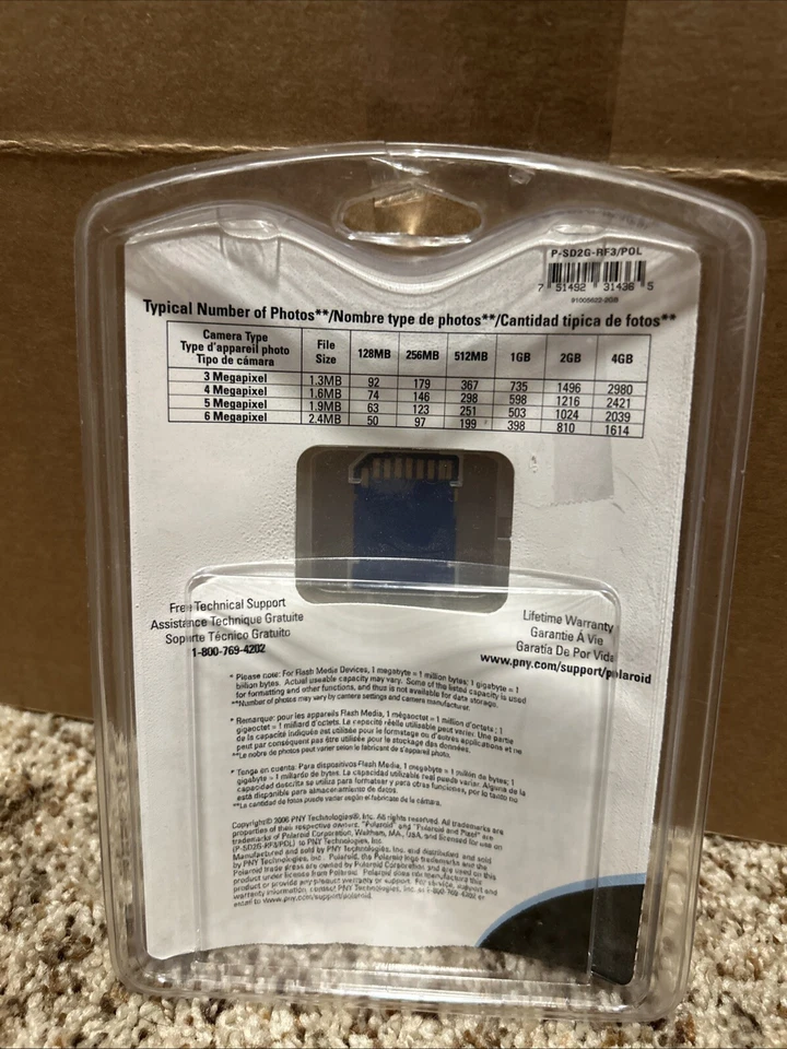 NEW Polaroid PNY 2.0 GB SD Memory Card Digital Devices Factory SEALED - Image 2 of 2