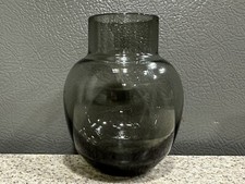 Hand Blown Glass 4  Smokey Gray Heavy Bottom Vase Excellent Condition