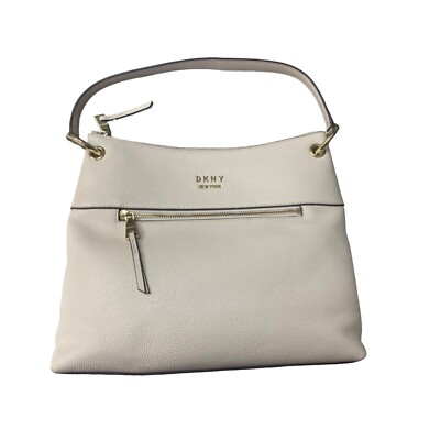 DKNY Women s Iris Hobo Leather Shoulder Handbag White NWT