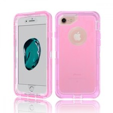New For iPhone 7 Plus iPhone 8 Plus Defender Transparent Case Cover Clear Pink