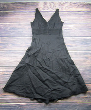 J Crew Womens Black Sleeveless A Line V Neck Midi Dress Preowned