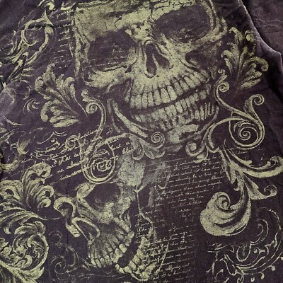 Vtg 00s Y2K Affliction Style Retro Paisley Gothic Skull Vtg 00s Y2K Affliction Style Retro Paisley Gothic Skull