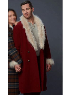 Handmade Catch Me If You Claus Luke Macfarlane Shearling Red Wool Santa Coat