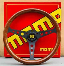 MOMO 350mm 14inch Heritage Indy Black Woodgrain Mahogany Wood Steering Wheel New