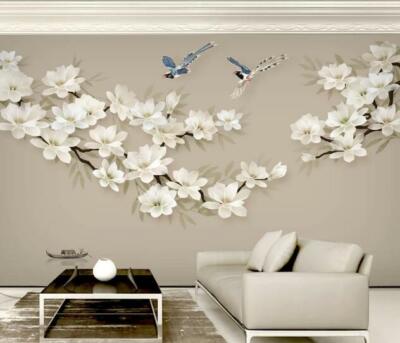 3D White Flower Branch 13975NA Wallpaper Wall Murals Removable Wallpaper Fay