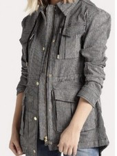 Atm Anthony Thomas Melillo Indigo White Railroad Striped Field Jacket Rrp £450 S