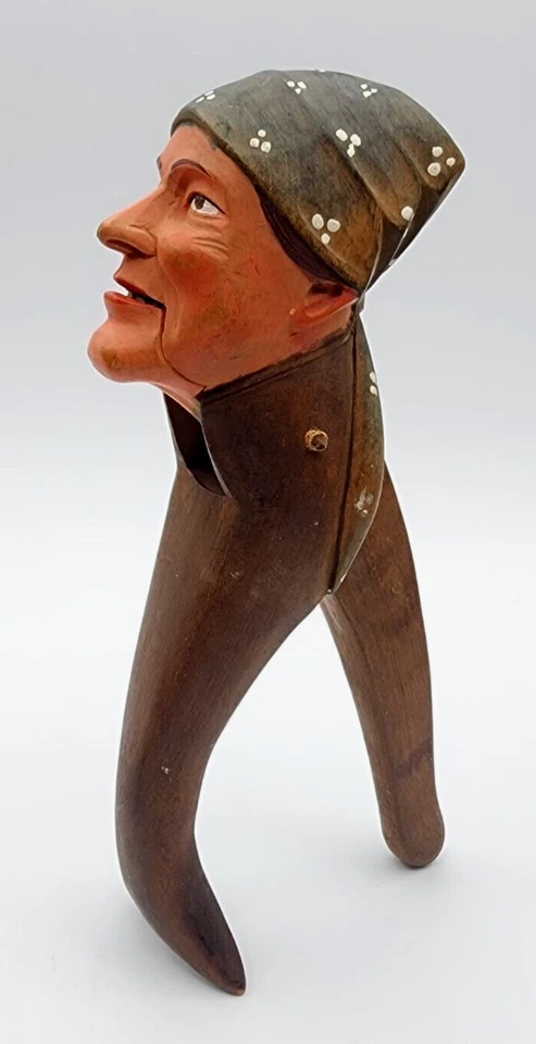 Black Forest Anri Swiss French??? Woman with Scarf Nutcracker Roughly 8" Long - Image 3 of 4