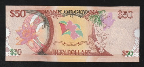 Guyana, 50 dollars, 2016, P-41, AA-Prefix UNC Commemorative - Picture 2 of 2