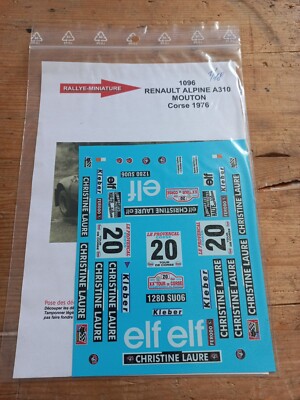 DECALS 1/18 REF 1096 Renaukt Alpine A310 Mouton Corse 1976
