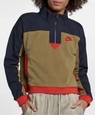 Nike NSW Half-Zip Jacket in the colorway Muted Bronze/Obsidian/Habanero Red