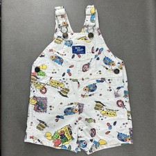 OshKosh Shorts Overalls Baby Size 18 Months Vintage White  Bug Buddies  Picnic