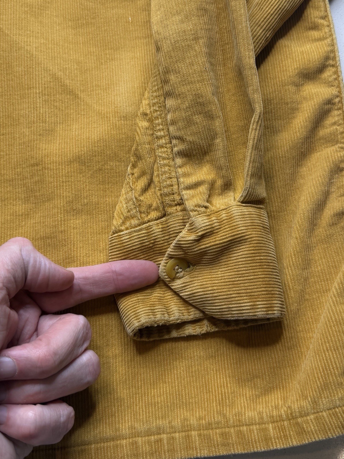 Vintage Deer Creek Gold Corduroy Loop Collar Shirt Men’s Size M L 40s 50s 60s