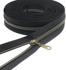YaHoGa 5 Antique Bronze Metallic Nylon Coil Zippers by Black