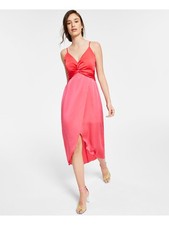 BAR III Womens Pink Lined Tulip Slit Spaghetti Strap Sheath Dress M