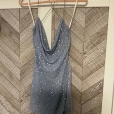 Windsor size medium sparkle dress blue with open back
