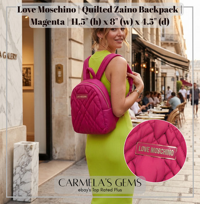 Listing Title NWT Love Moschino Quilted Magenta Backpack Bag Zaino Nylon | Gift