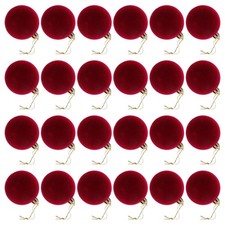Image of 24 Pcs Dark Red Flocked Shatterproof Hanging Xmas Holiday Tree Decorations