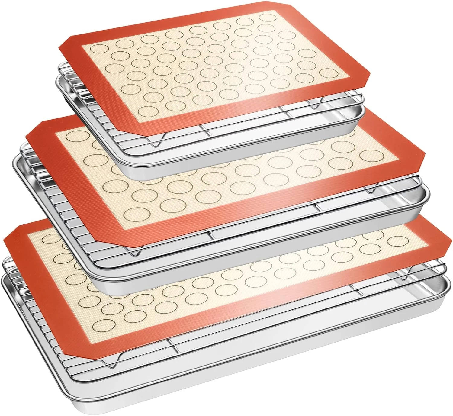 Baking Sheet Tray Cooling Rack with Silicone Baking Mat Set, Stainless Steel Coo
Opens in a new wind