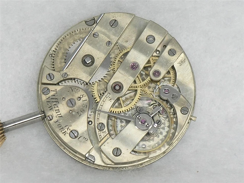 RARE 32MM TIFFANY PATEK PHILIPPE 18 JEWEL POCKET WATCH MOVEMENT & DIAL, RUNNING! - image 3 of 4
