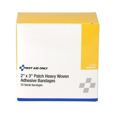 First Aid Only 1-750 Heavy Woven Fabric Adhesive Bandages, 2'' x 3'' Extra Larg...