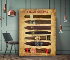 Cigar Shape Menu Cigar Room Wall Art Poster | No Framed