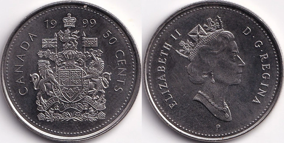 50 Cents 1999 P Canada Elizabeth II Armoiries - Photo 1/1
