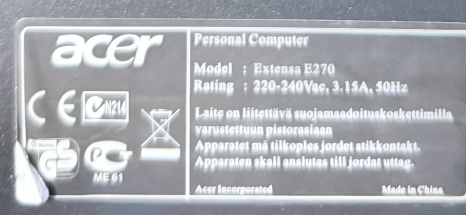 Computer PC Acer Extensa E270 Pentium Dual Core - Immagine 2 di 3