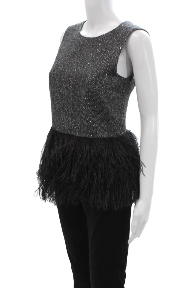 Camiseta sin mangas J Crew Collection para mujer negra espiga cuello redondo talla S Foto 2 de 4