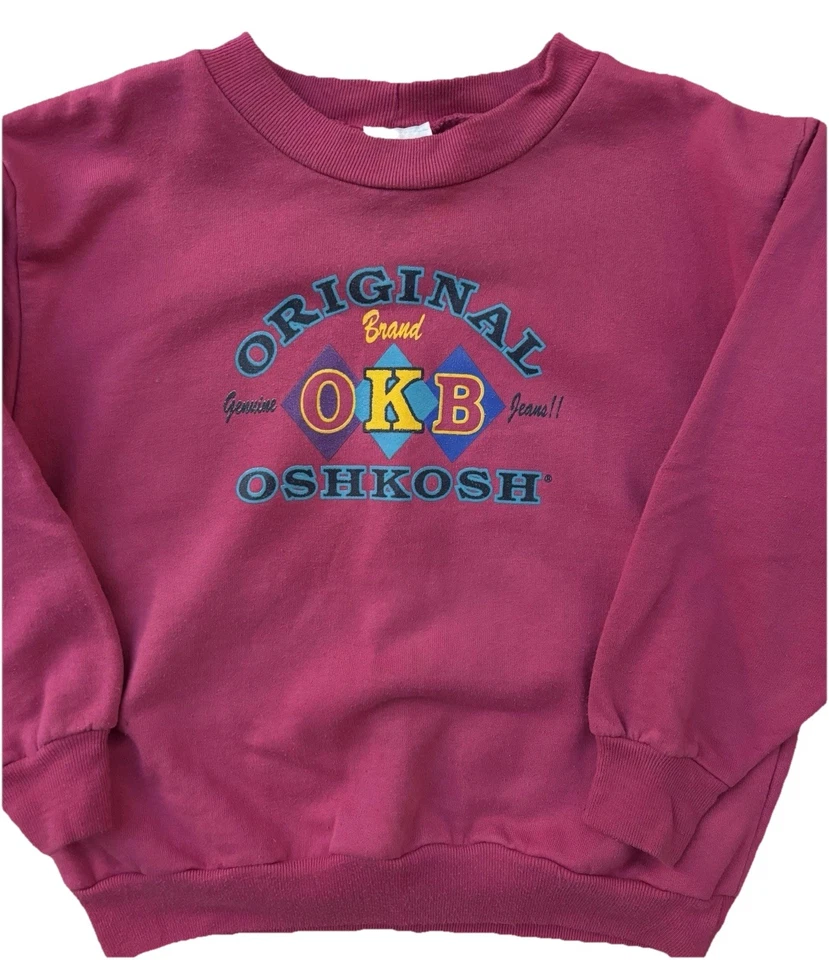 Vintage OshKosh B’gosh Original Brand Fuchsia Kids Crewneck Sweatshirt Size 6 - Image 2 of 4