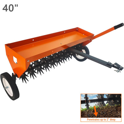 40'' 101CM Tow Behind Aerator Lawn Spike Aerator Lawn& Garden Steel Heavy Duty