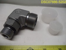 Parker 90 Degree Elbow Hydraulic Fitting: One end is 1 3/16" O.D. and 0.61" I.D.