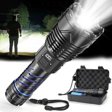 200000LM LED Flashlight 5000mAh 5 Modes Waterproof Adjustable Zoom