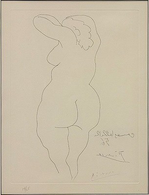 PABLO PICASSO signed etching, nude, MOMA