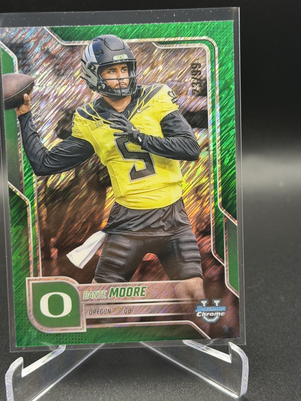 2025 Bowman Chrome U Dante Moore #137 Green Shimmer /99 Oregon